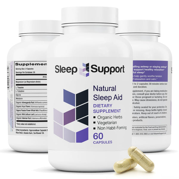 Sleepsupport - Natural Sleep Aid for Adults to Help Promote Calm and Relaxation - Organic Sleep Supplement with Ashwagandha, Valerian Root,