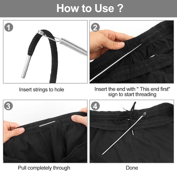 MiniRed 12PCS Drawstring Cord, 57 Inch Drawstring for Sweatpants, Drawstrings Replacement with Easy Threaders and Cord Locks, Draw Strings for