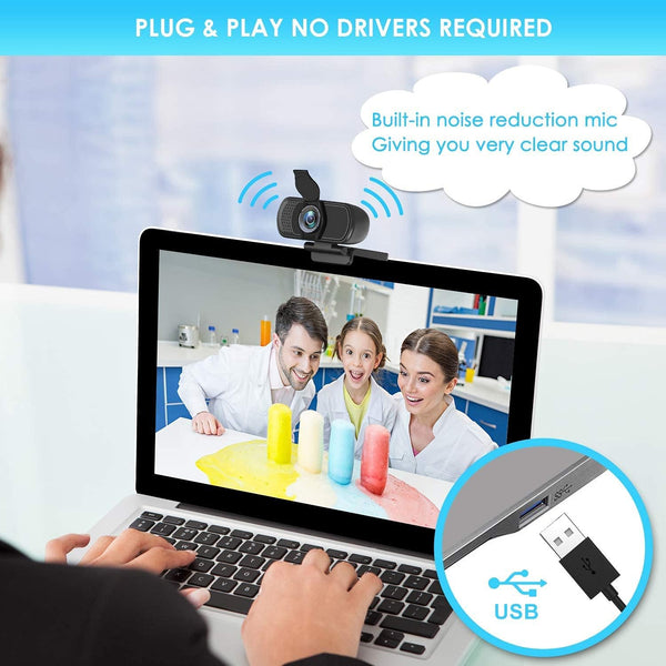 XPCAM HD 1080p Webcam with Microphone,USB Web Camera for Computer PC Laptop | PC Webcam with Cover/Tripod,110°FOV Wide Angle,Plug&Play Streaming