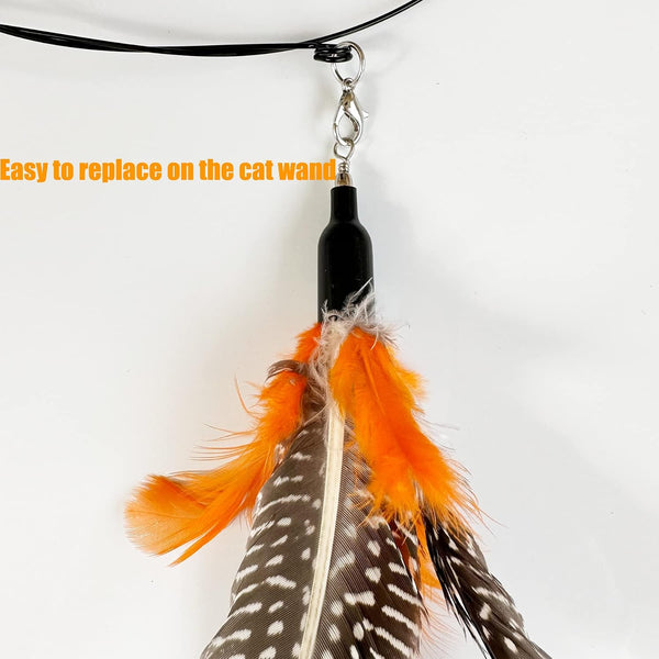 Cat Feather Toys Refill, 6 Pieces Cat Wand Attachments Da Bird Feathers Toy for Indoor Cats 6 PCS Cat Toy Feather Refills