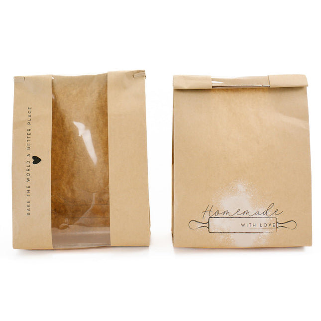 50 Pk Paper Bread Bags for Homemade Bread Gift Giving | Kraft Paper Bread Loaf Bags with Window | Sourdough Bread Bags f