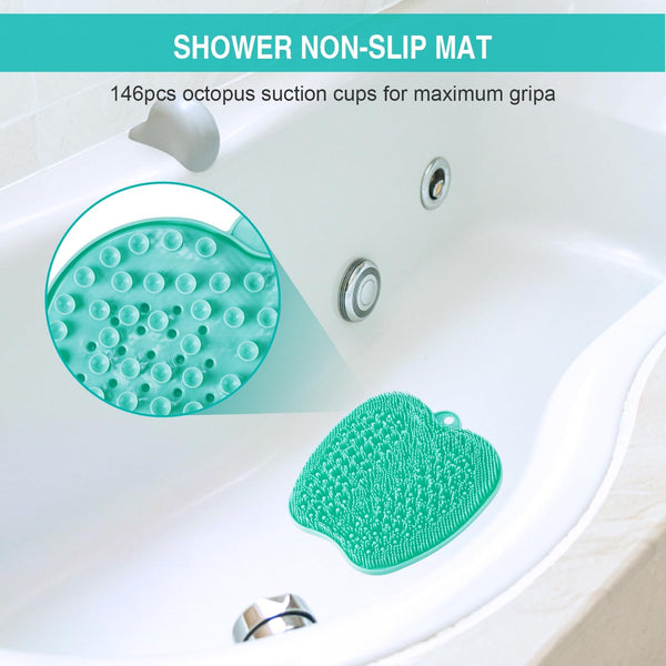 BESKAR XL Larger Shower Foot Scrubber Mat with Non-Slip Suction Cups | Cleans, Smooths, Exfoliates, Massages Your Feet Without Bending, Improve