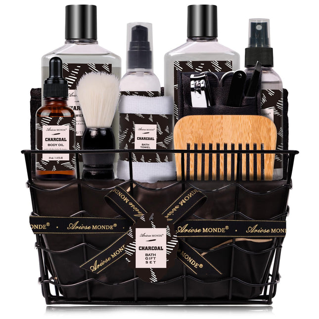 Valentines Day Gifts for Men Spa Gifts for Men, Charcoal Bath and Body Gift Set 
