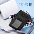 Travelambo Money Clip for Men Wallet Leather Slim Minimalist Card Holder RFID Blocking (Weaved Black) (Black Cros with Matte Clip)