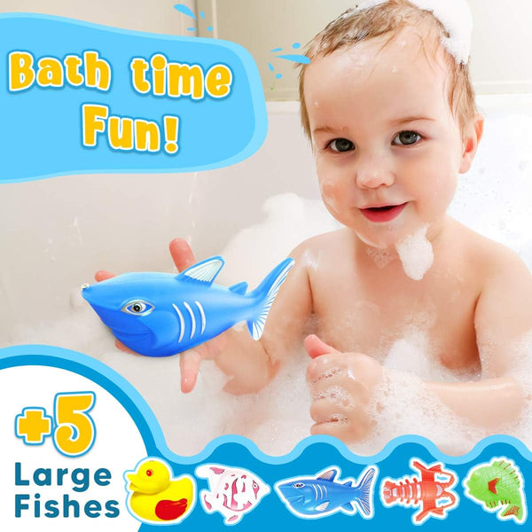 Goody King Magnetic Fishing Game Pool Party Pole Rod Net - Bathtub Outdoor Indoor Carnival Party Water Table Fish Toys Age 3-5 6 4-8 (Large)