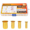 160pcs Tube OD(1/4" 5/16'' 3/8" 1/2") Brass Compression Insert,Brass Compression Fitting Assortment Kit, Insert Tube Support Compression Sleeve