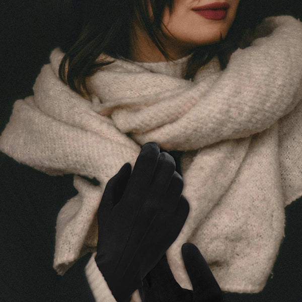 Achiou Winter Gloves Women, Touchscreen Lightweight Gloves, Warm Fleece | Cozy Soft Faux Suede For Cold Weather, Driving, Running, Walking Small Black