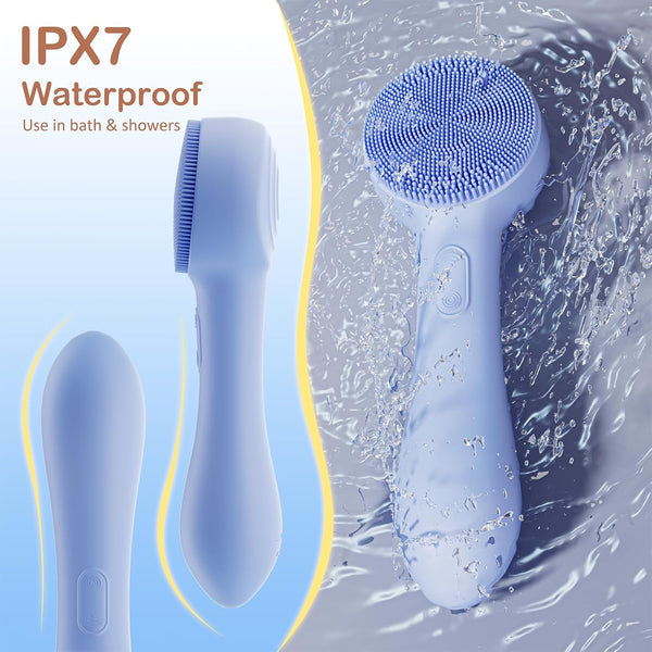 Facial Cleansing Brush Silicone Face Scrubber Waterproof Rechargeable Exfoliator Massage Device for Men & Women, Deep Pore Cleansing, Exfoliating,