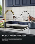 FORIOUS Kitchen Faucets with Pull Down Sprayer, High Arc Single Handle Classic Stainless Steel Sink Faucet 1 or 3 Hole, Suitable for Farmhouse
