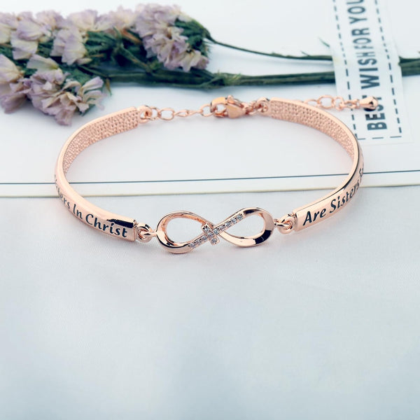 AKTAP Religious Christian Bracelet Sisters Christ are Sisters for Life Christening Baptism Gifts for Women Copper