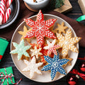 Christmas Cookie Cutters Set of 5 Pieces, Snowflake Shaped Cookie Cutters Set for Christmas and Winter Holiday, Stainless Steel Winter Snowflake