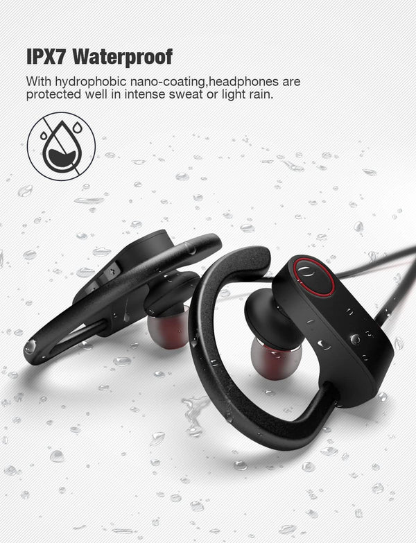 Bluetooth Headphones,Wireless Earbuds IPX7 Waterproof Sports Earphones with Mic HD Stereo Sweatproof In-Ear Earbuds Gym Running Workout 8 Hour