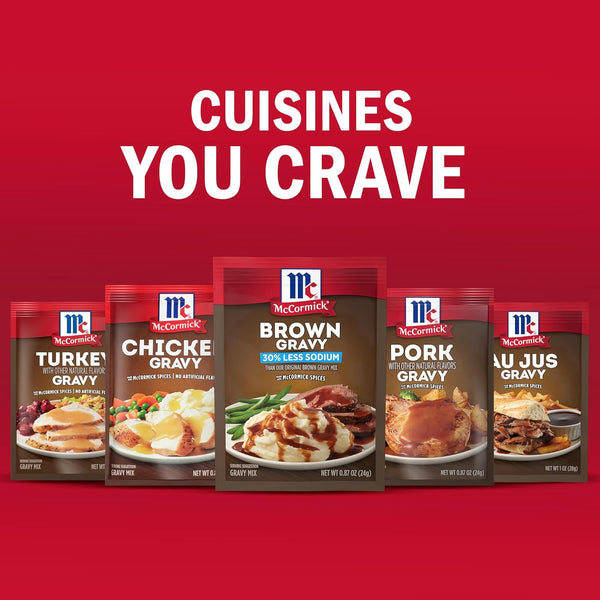 Mccormick 30% Less Sodium Brown Gravy Mix, 0.87 Oz (Pack of 12)