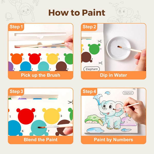 Jar Melo Paint with Water Books for Toddlers, Mess Free Watercolor Painting Activity for Kids Ages 1-3, 2-4, 4-6, Paint by Number Art Craft