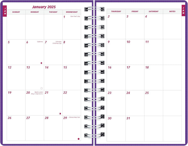 Brownline® 2025 DuraFlex Daily/Monthly Planner, Appointment Book, 12 Months, January to December, Twin-Wire Binding, 8" x 5", Purple (CB634V.PUR-25)
