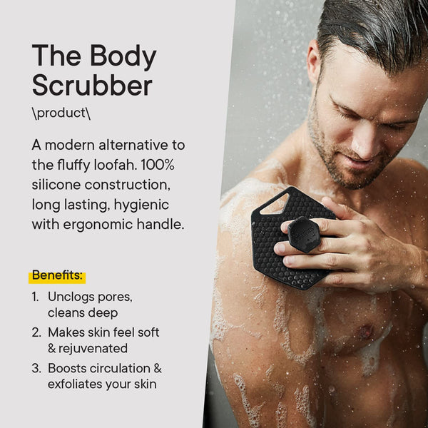Tooletries - Body Scrubber - Exfoliates & Deep Cleans - Silicone Shower & Bathroom Accessory with Bespoke Bristles and Ergonomic Handles - Charcoal