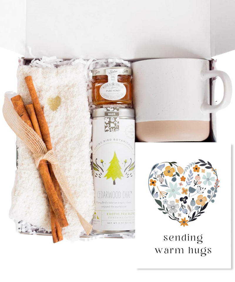 Unboxme Mother'S Day Tea Lover'S Basket - Self-Care Box with Cozy Socks, Ceramic Mug, Chai Tea, Honey & Cinnamon | Relaxation Package for Women,