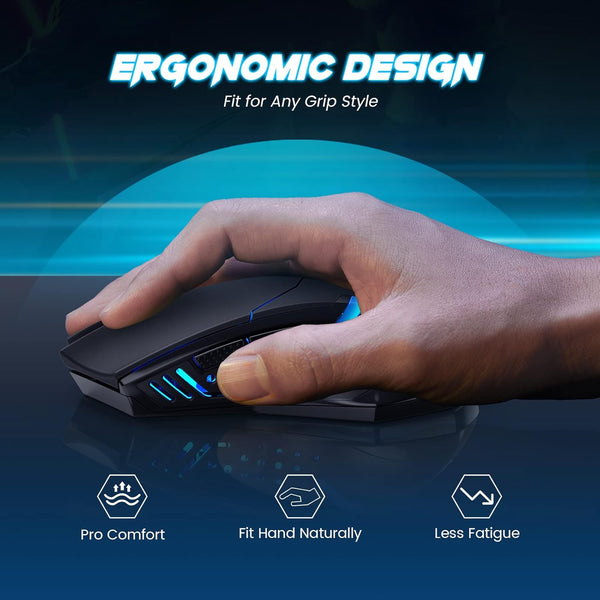 T-DAGGER Wireless Gaming Mouse- USB Cordless PC Accessories Computer Mice with LED Backlit, Ergonomic Gamer Laptop Mouse with 7 Silent Buttons, 5