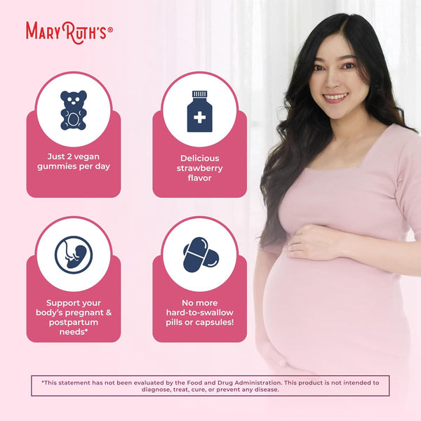 Maryruth Organics Prenatal Vitamins for Women | USDA Organic Prenatal Gummies | Postnatal Vitamins for Women Breastfeeding | Methylfolate 800 Mcg