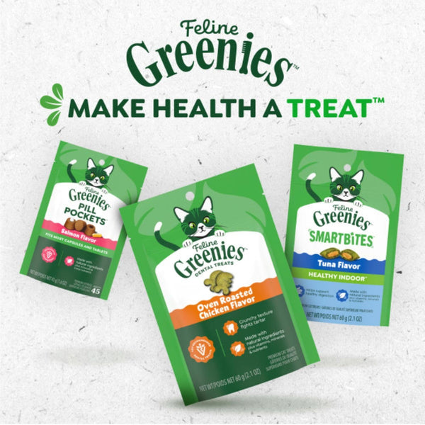 Greenies Feline Smartbites Healthy Indoor Cat Treats, Chicken, 2.1 oz | Veterinarian-recommended, Fiberblend Formula, supports digestion, under 2
