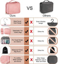 Elviros Hanging Travel Toiletry Bag for Women, 3-in-1 Large Makeup Bag and Cosmetic Organizer, Vegan Leather Waterproof Skincare Case for Travel