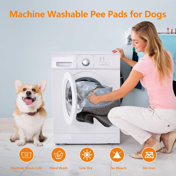 Mozin Washable Pee Pads for Dogs, 2 Pack Super Absorbent Dog Training Pads Leakproof Non-Slip Reusable Puppy Pads, Waterproof Whelping Pad for