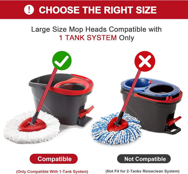 3 Pack Mop Replacement Heads for O-Ceda Mop Replace Head Easywrin Spin Mop Heads Replacements, Microfiber Spin Mop Refil