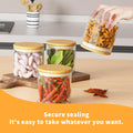 6Pcs 20oz Glass Storage Jars, Airtight Bamboo Lid Containers With Labels | Moisture Resistant Seal, Transparent Visible Tank, Large Capacity,