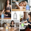 120ml Glass Essential Oil Diffuser, Ultrasonic Aroma Diffuser Glass Cover & Plastic Reservoir with Auto Shut-Off, 7 Colors LED Light for Home,