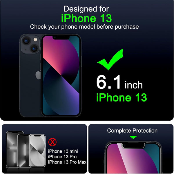 IMBZBK 3 Pack Screen Protector for Iphone 13 Tempered Glass with 3 Pack Camera Lens Protector, Accessories 9H anti Scratch for Apple 13, 2.5D