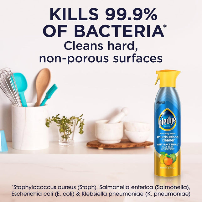 Pledge Antibacterial Multisurface Cleaner Spray, Fresh Citrus Scent, 9.7Oz
