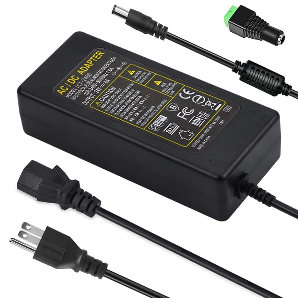 24V Power Supply,24Volt 6Amp 144W 100-240V AC to 24V DC Power Supply with 5.5mm x 2.5mm&2.1mm Output,LED Terminal Connector,24V 6A Power Supply 5A