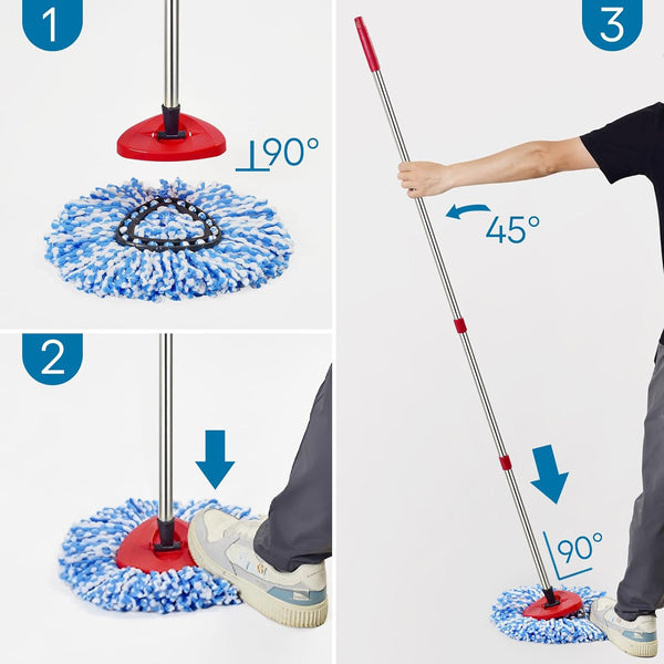Matthew Cleaning 6Pack Blue Microfiber Spin Mop Replacement Head Compatible with Easywring Spin Mop Replace Head-Easywring High Absorbency,Machine