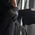 HANDLANDY Mens Work Gloves Touch screen, Utility Mechanic Gloves, Flexible Breathable Fit- Padded Knuckles & Palm Medium Grey