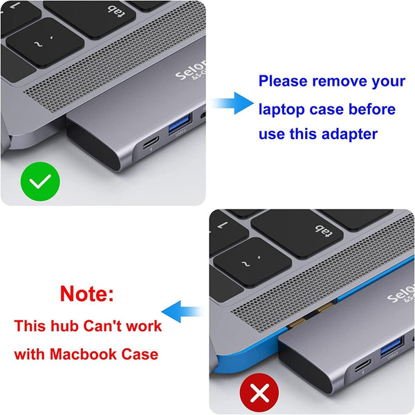 USB C Adapter for MacBook Pro/Air M1 M2 M3 2021 2020 2019 13" 15" 16" Grey 6-in-2