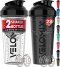 VELOMIX -2 Pack- 28 oz Protein Shaker Bottles for Protein Mixes - 2x Wire Whisk | Leak Proof Shaker Cups for Protein Shakes | Protein Shaker