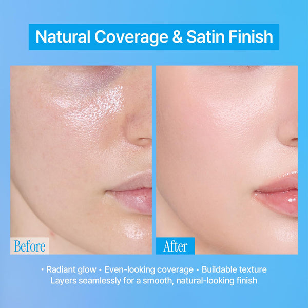 Natural Cover Glow Cushion Foundation | Satin Radiant Finish | Korean Foundation Makeup | Long-Lasting Natural Coverage | for All Skin Types 0.42