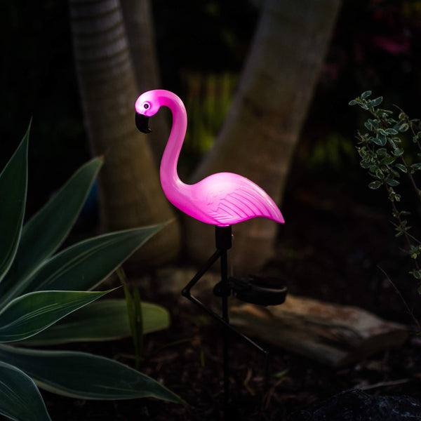 Solar Flamingo Lights Outdoor | Pink Flamingo Yard Decorations | Lawn Light Stakes Garden Ornaments
