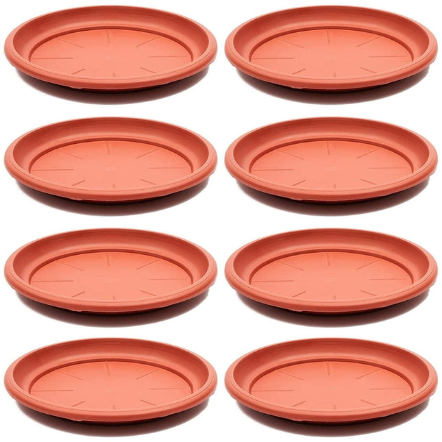 Juvale 8-Pack round Plastic Plant Saucer Drip Trays, Terracotta Flower Pot Saucers, Dish for Indoors, Outdoors, Garden, 
