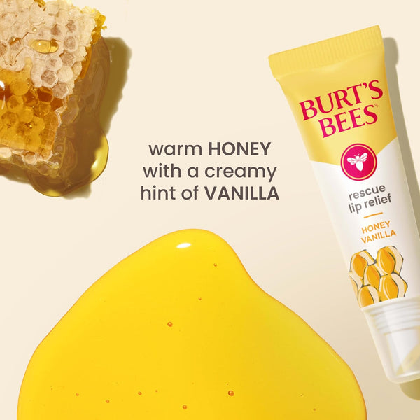 Burt'S Bees Rescue Lip Relief, Honey Vanilla, Hydrating Lip Balm for Dry Cracked Lips, with Responsbily Sourced Beeswax and Shea Butter, 100%