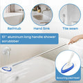 Qaestfy Shower Scrubber Cleaning Brush Combo Bath Tub Tile Cleaner Scrubber Brush with 51'' Adjustable Long Handle Scrub Brush for Bathroom Shower