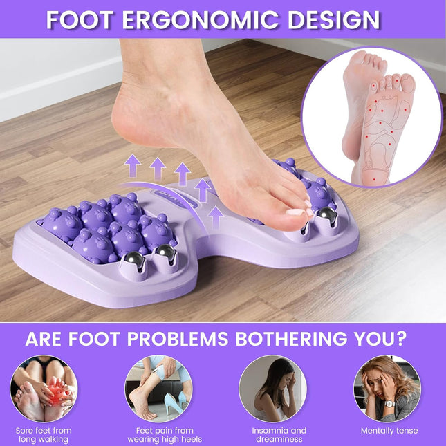 Foot Massager Roller for Plantar Fasciitis Relief, Dual Foot Acupressure Therapy for Pain Relief, Stress Relief and Impr