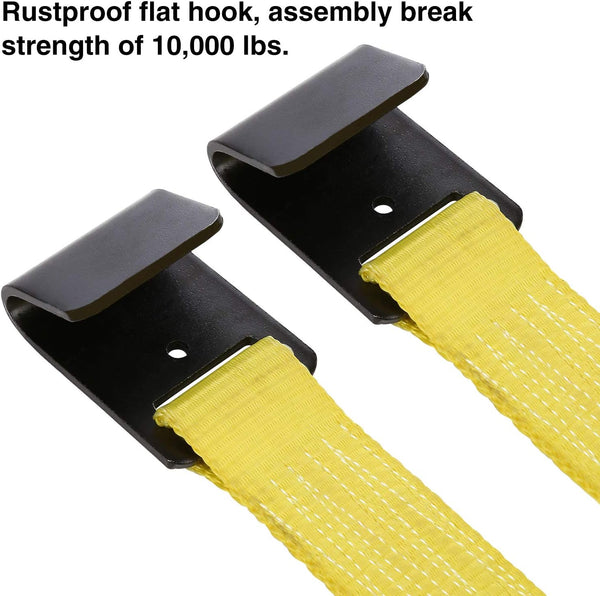 Trekassy Tow Dolly Straps for Car with Flat Hooks-2 Pack, Heavy Duty Car Tire Bonnet Net Fits 14"-17" Tires, 10, 000 Lbs Break Strength, Includes