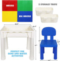 Kiddie Play Building Blocks Table for Kids 7 in 1 Activity Table Set for Toddler, with Chair & 2 Hanging Storage Boxes, Compatible with Building
