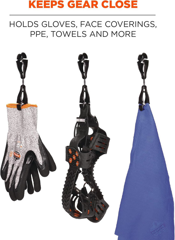 Ergodyne Squids 3420 Swiveling Glove Clip Holder with Dual Clips Black - Single 1 Count (Pack of 1)