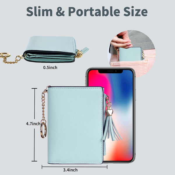 Gostwo Small Wallets for Women, Stylish Womens Wallet with ID Window, Zippered Coin Pocket and Tassel. Cute RFID Wallet for Women, ideal for Teen