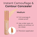 Mcobeauty Instant Concealer Camouflage & Contour, Medium, Perfecting Contour with Flawless Coverage, Vegan, Cruelty Free Cosmetics