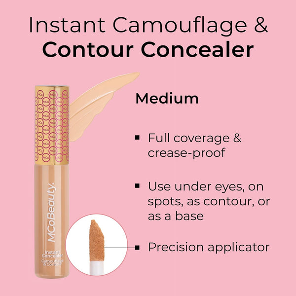 Mcobeauty Instant Concealer Camouflage & Contour, Medium, Perfecting Contour with Flawless Coverage, Vegan, Cruelty Free Cosmetics