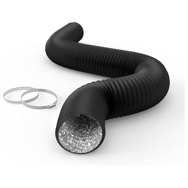 HealSmart Dryer Vent Hose 4 inch 8 feet Flexible Aluminum Foil Ducting, Four-Layer Protection, with 2 Clamps for HVAC Ventilation, Non-Insulated,