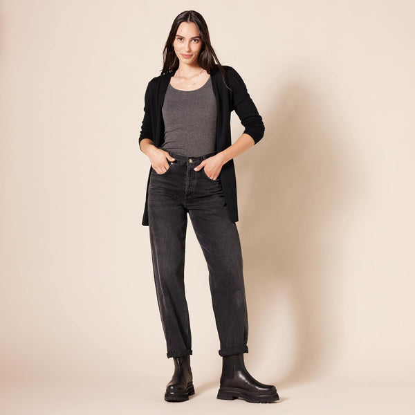 Amazon Essentials Women's Lightweight Long-Sleeve Open-Front Long Cardigan Sweater, Regular Fit X-Large Black